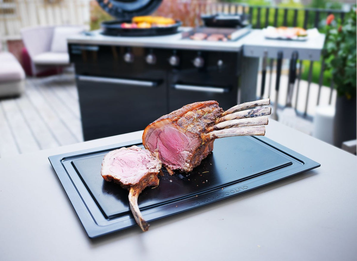 Herb-Crusted Rack of Lamb with Fire-Roasted Garlic & Thyme Vegetables