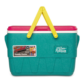 Igloo-retro Jade 25 Qt Lunch Picnic Basket Cooler - Dark Jade /bold Magenta /livewire Yellow