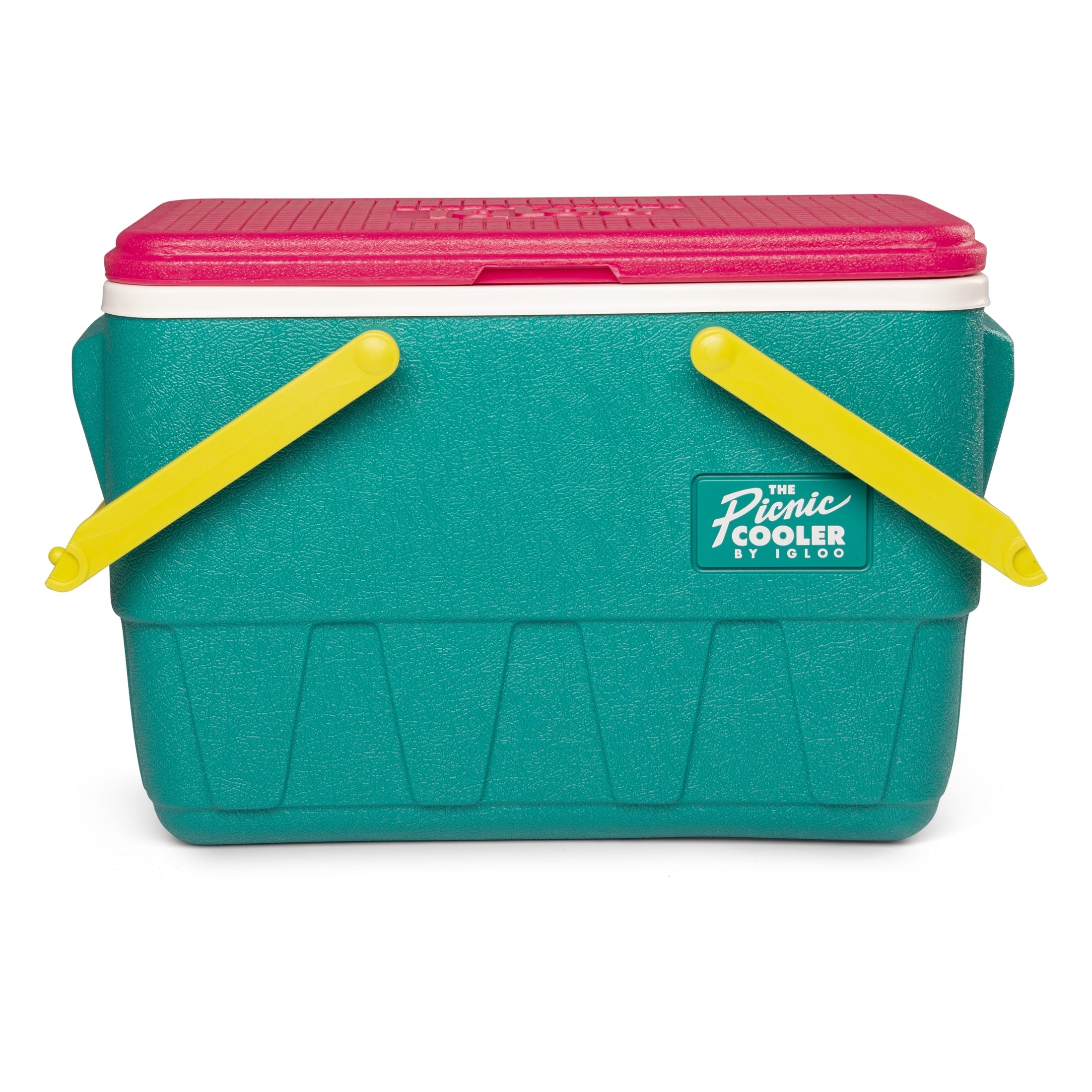 Igloo-retro Jade 25 Qt Lunch Picnic Basket Cooler - Dark Jade /bold Magenta /livewire Yellow