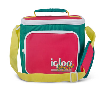 Igloo Retro Square Lunch Bag - Dark Jade/Bold Magenta/Livewire Yellow