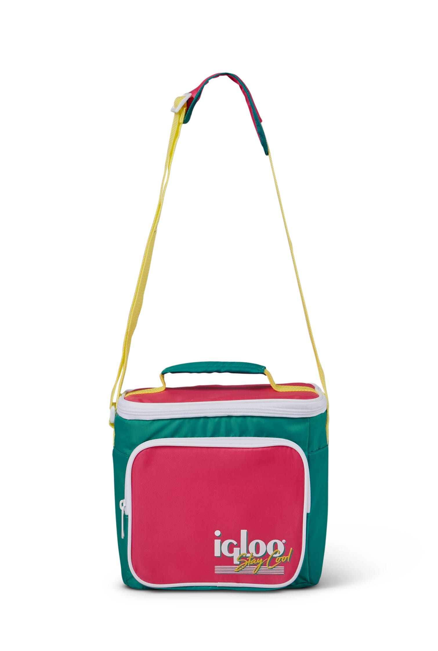 Igloo Retro Square Lunch Bag - Dark Jade/Bold Magenta/Livewire Yellow