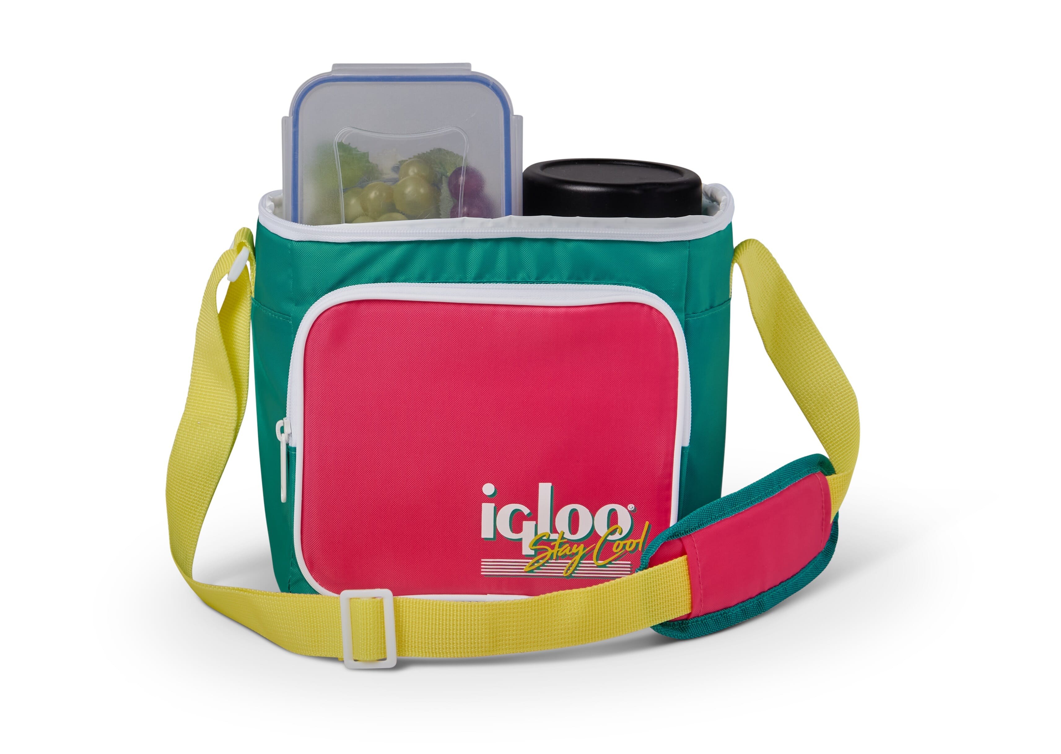 Igloo Retro Square Lunch Bag - Dark Jade/Bold Magenta/Livewire Yellow