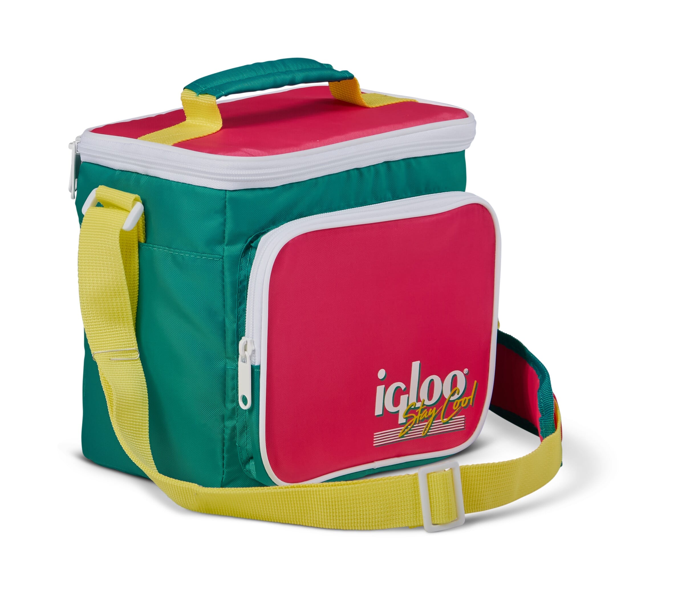Igloo Retro Square Lunch Bag - Dark Jade/Bold Magenta/Livewire Yellow