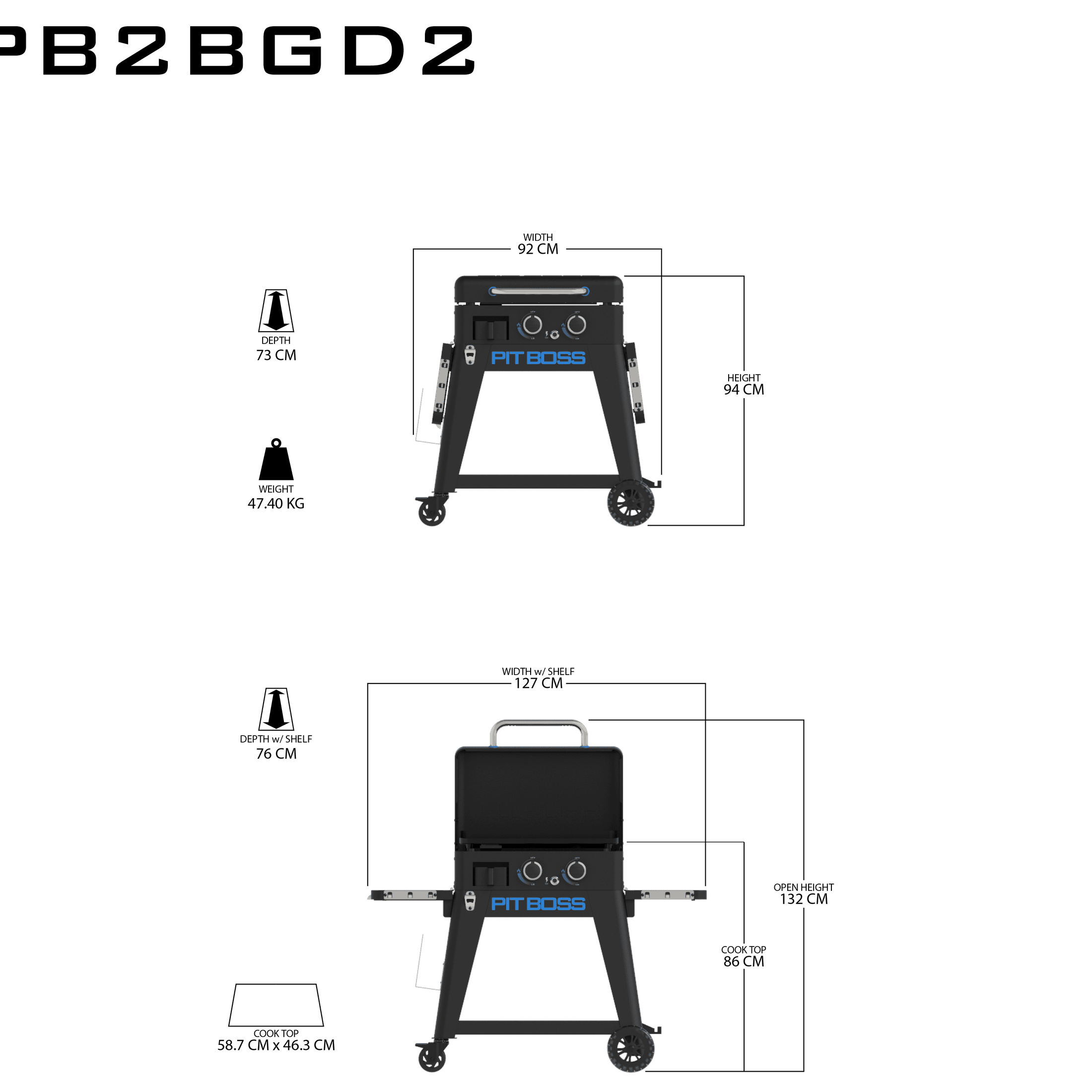 Pitboss - Ultimate Plancha:  2 Burner with Cart