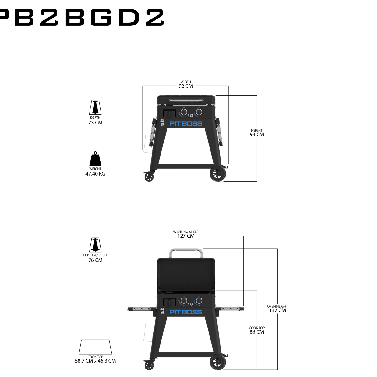 Pitboss - Ultimate Plancha:  2 Burner with Cart