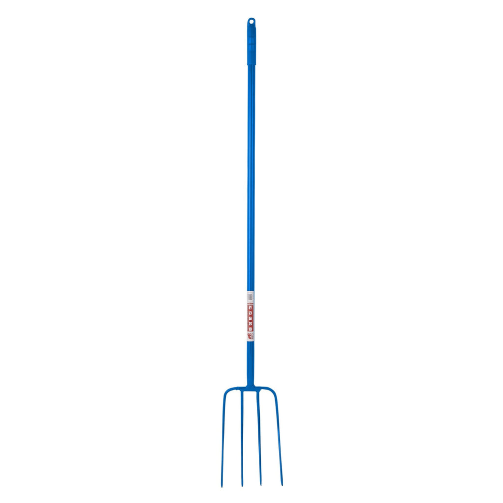 4 Prong Manure Fork Straight Handle - Blue (48” Straight Handle)