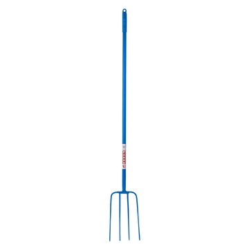 4 Prong Manure Fork Straight Handle - Blue (48” Straight Handle)