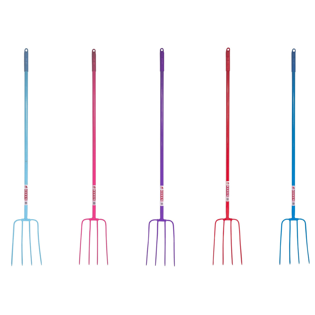 Red Gorilla 4-Prong Manure Fork 48" Straight Handle - Blue