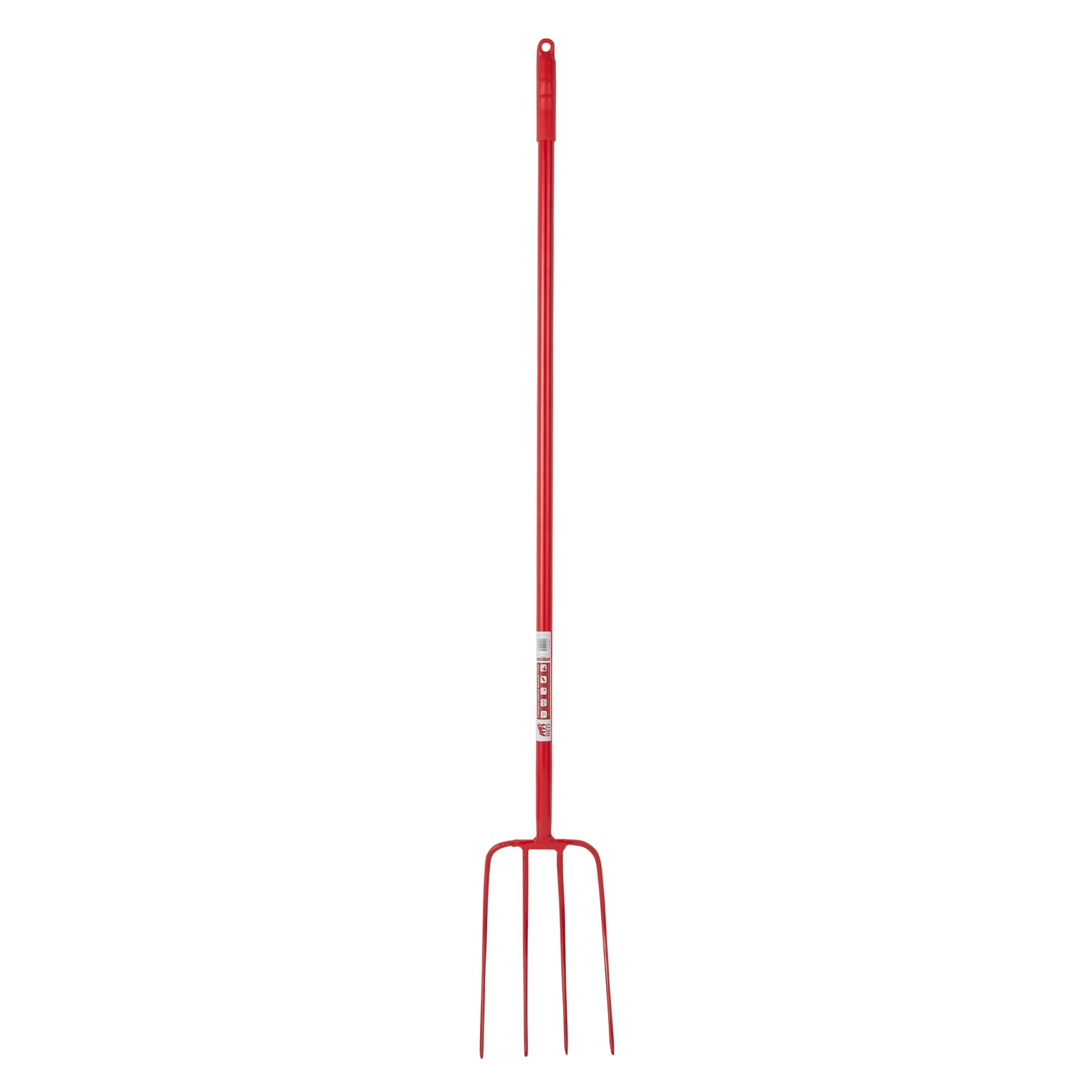 4 Prong Manure Fork Straight Handle - Red (48” Straight Handle)