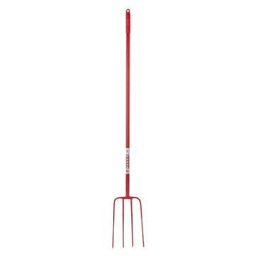 4 Prong Manure Fork Straight Handle - Red (48” Straight Handle)