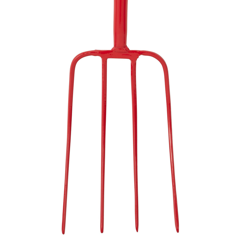 Red Gorilla 4-Prong Manure Fork 48" Straight Handle - Red