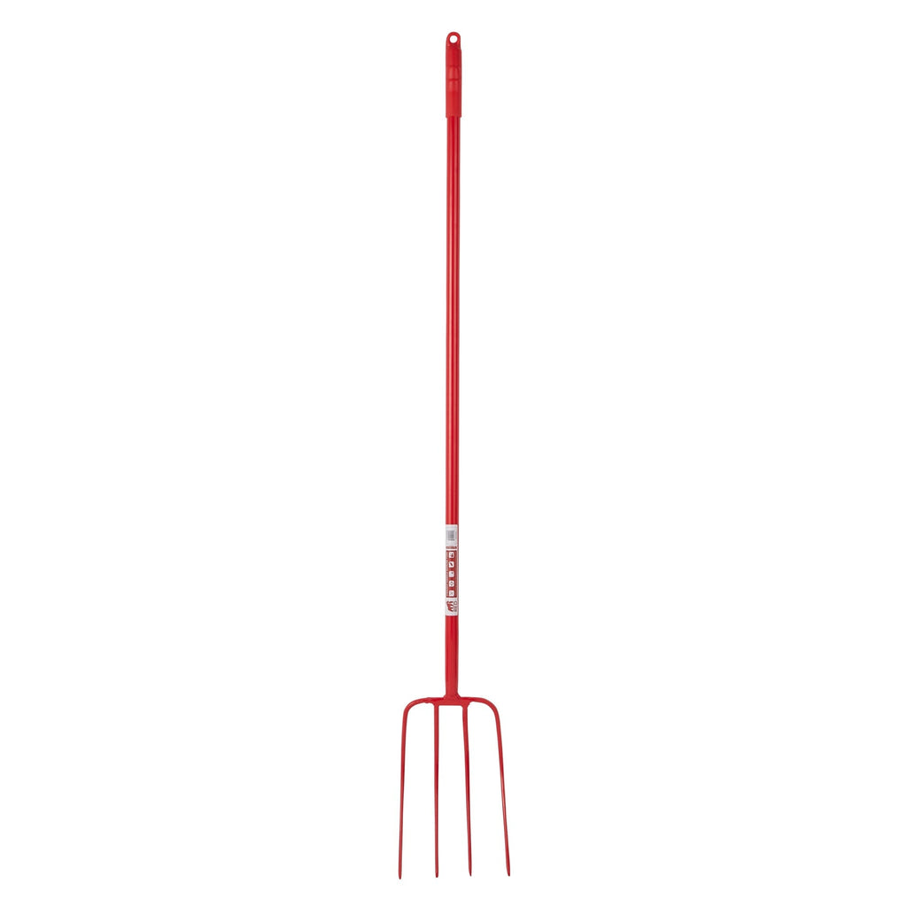 Red Gorilla 4-Prong Manure Fork 48" Straight Handle - Red