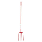 Red Gorilla 4-Prong Manure Fork 48" Straight Handle - Red