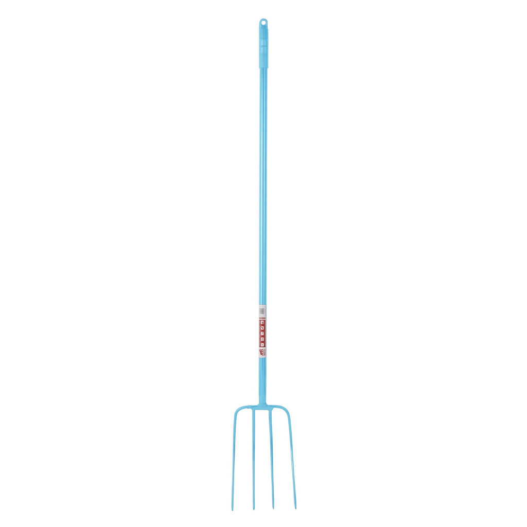 4 Prong Manure Fork Straight Handle - Sky Blue (48” Straight Handle)