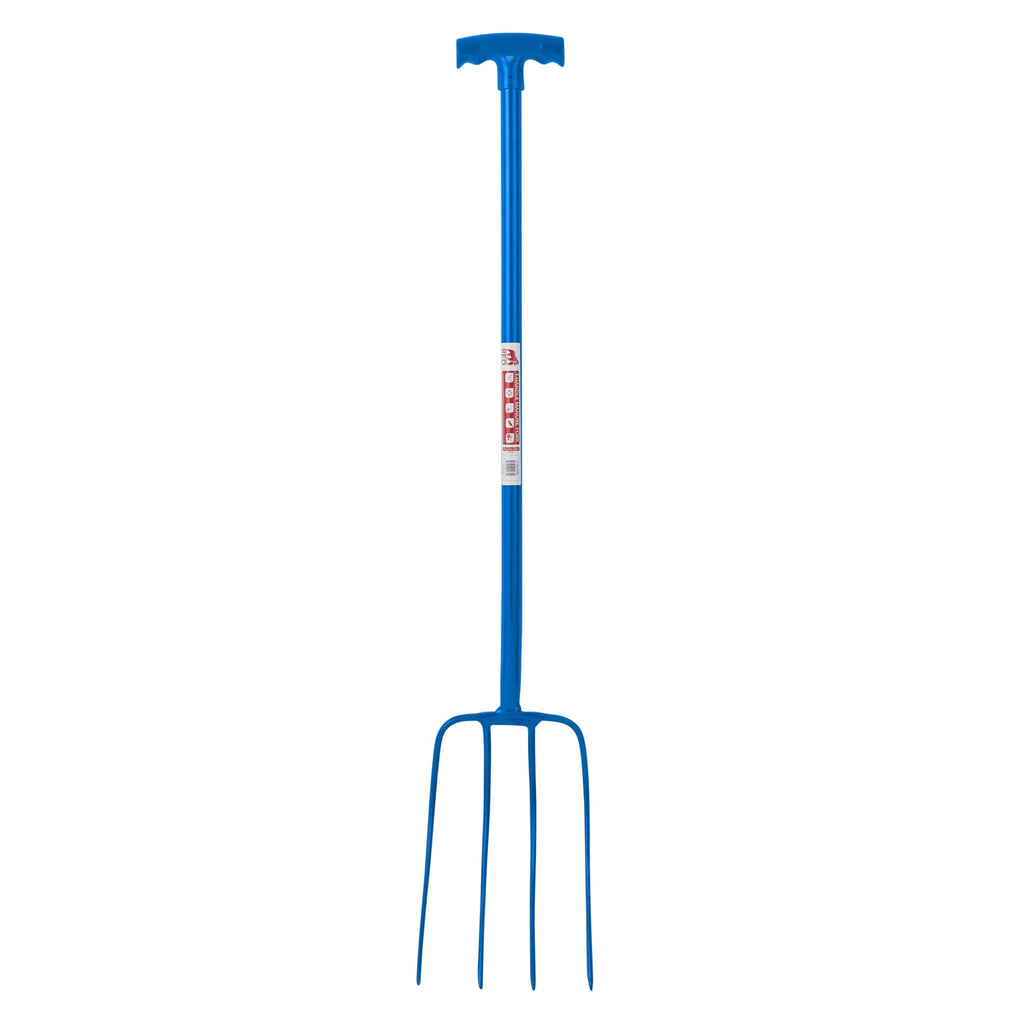 4 Prong Manure Fork T-Handle - Blue (T-Handle)