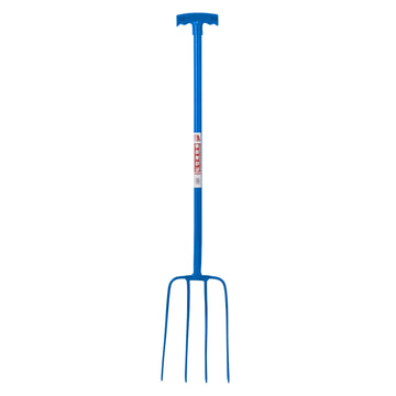 4 Prong Manure Fork T-Handle - Blue (T-Handle)