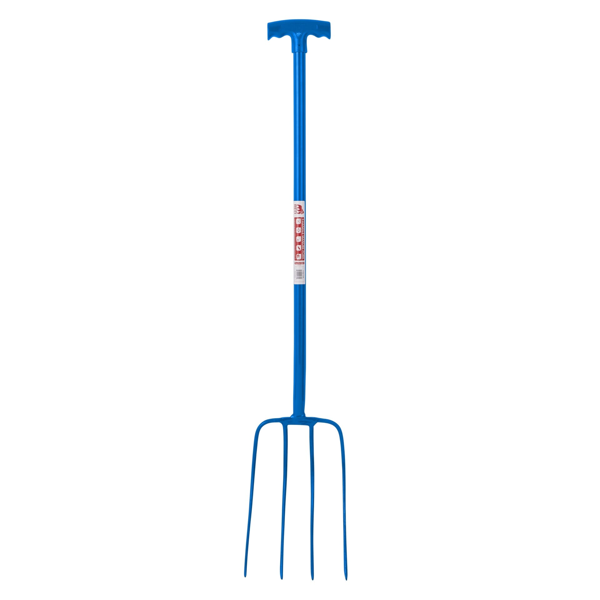 Red Gorilla 4-Prong Manure Fork with T-Handle - Blue
