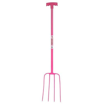 4 Prong Manure Fork T-Handle - Pink (T-Handle)