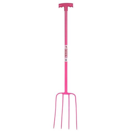 4 Prong Manure Fork T-Handle - Pink (T-Handle)
