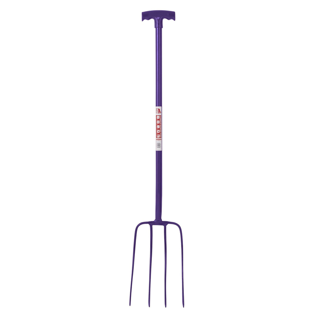 Red Gorilla 4-Prong Manure Fork with T-Handle - Purple