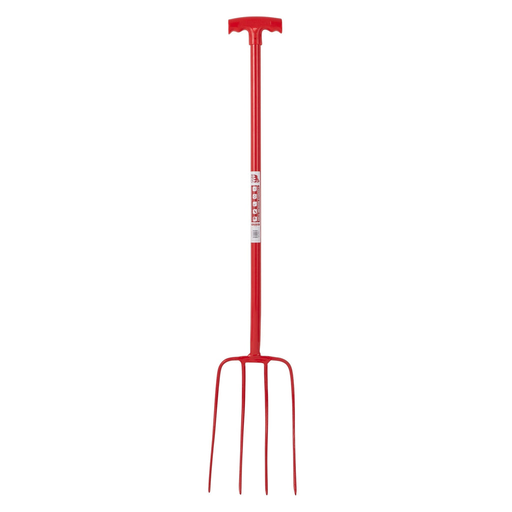 4 Prong Manure Fork T-Handle - Red (T-Handle)