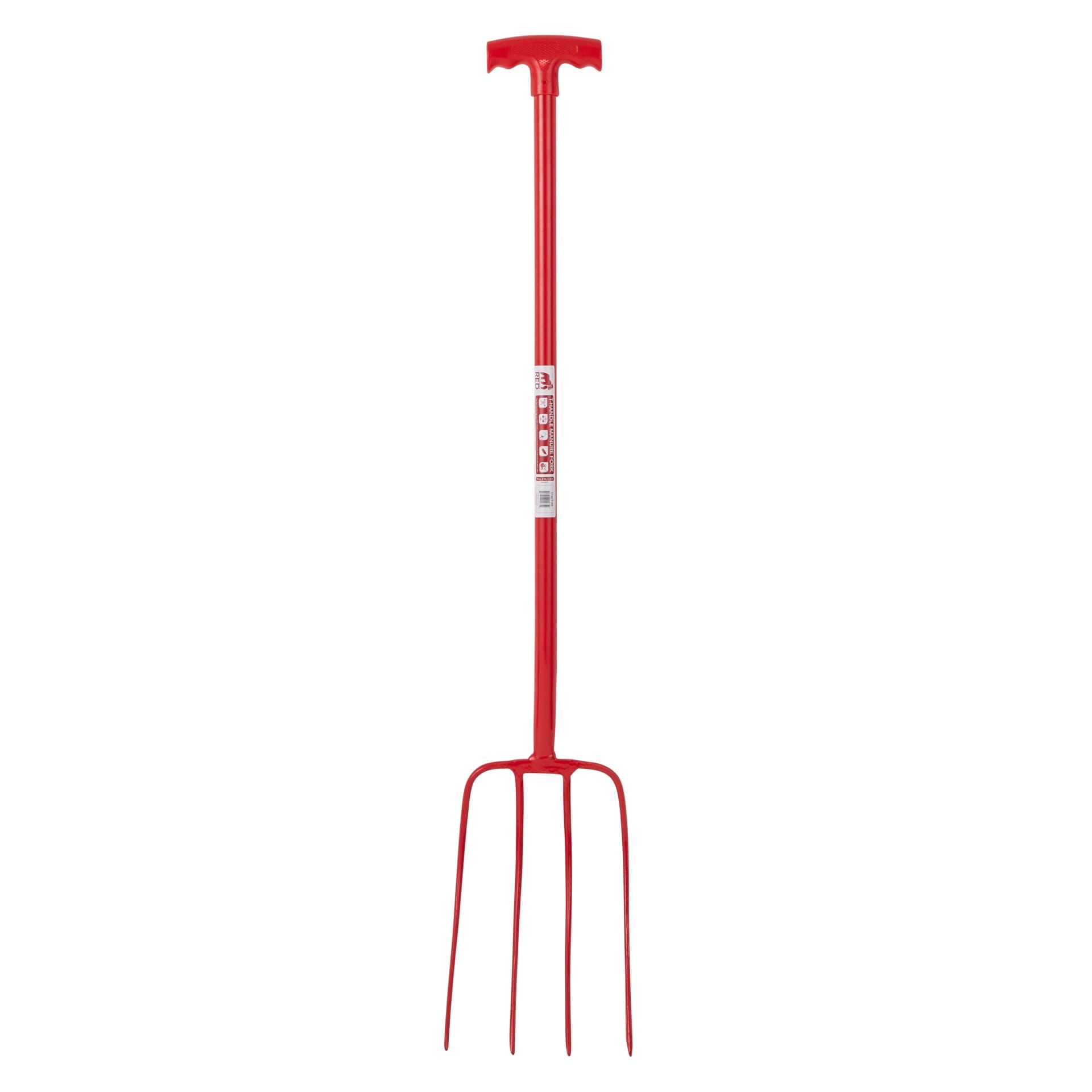 4 Prong Manure Fork T-Handle - Red (T-Handle)