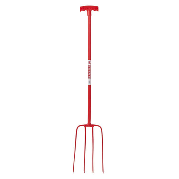 4 Prong Manure Fork T-Handle - Red (T-Handle)