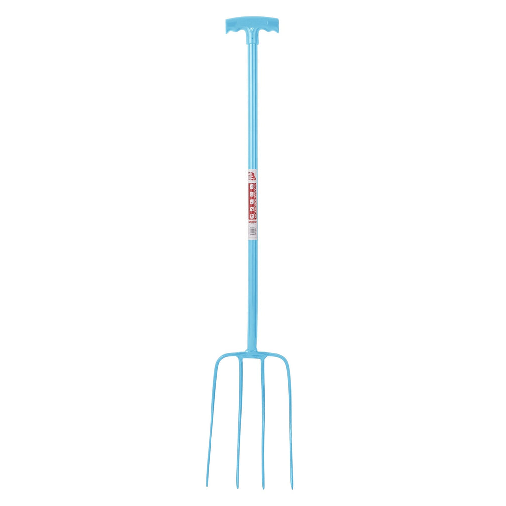4 Prong Manure Fork T-Handle - Sky Blue (T-Handle)