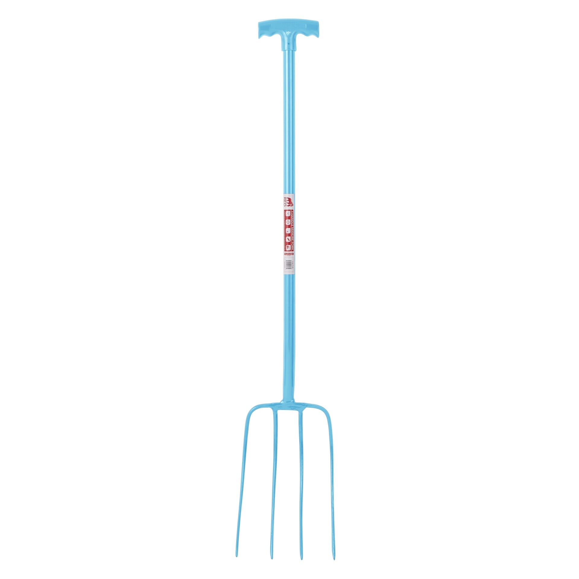 4 Prong Manure Fork T-Handle - Sky Blue (T-Handle)