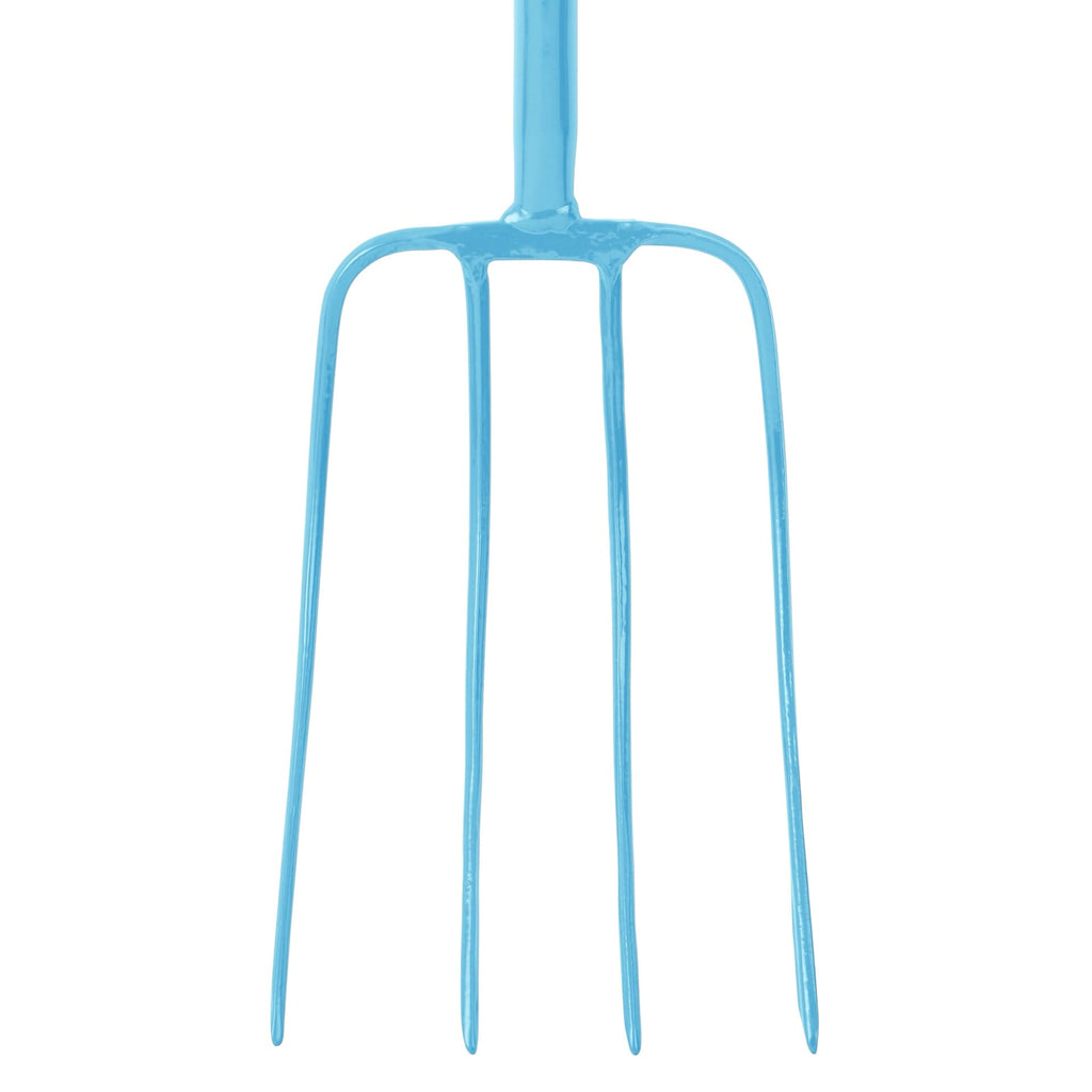 Red Gorilla 4-Prong Manure Fork with T-Handle - Sky Blue