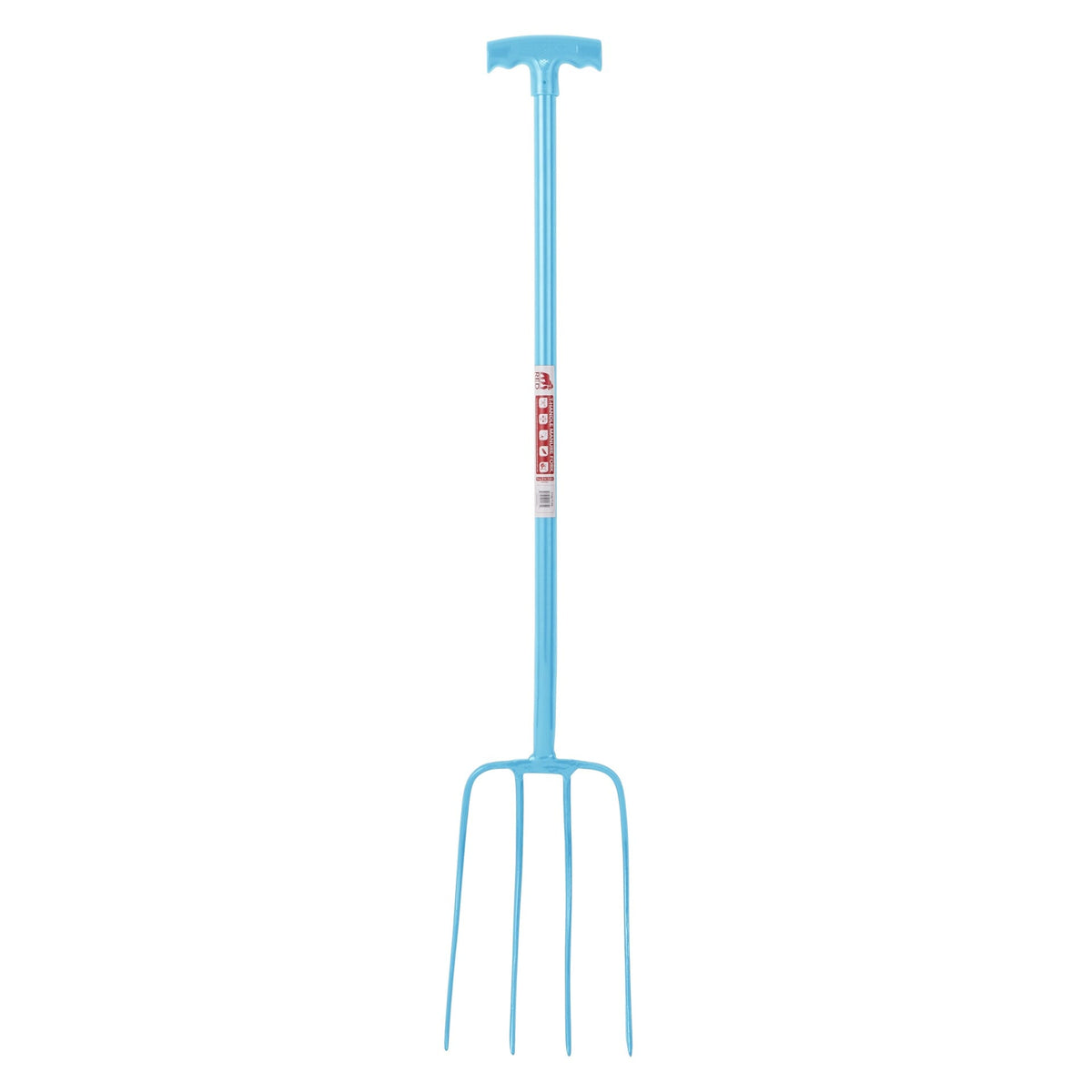 Red Gorilla 4-Prong Manure Fork with T-Handle - Sky Blue