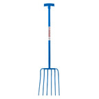 6 Prong Manure Fork - Blue (T-Handle)