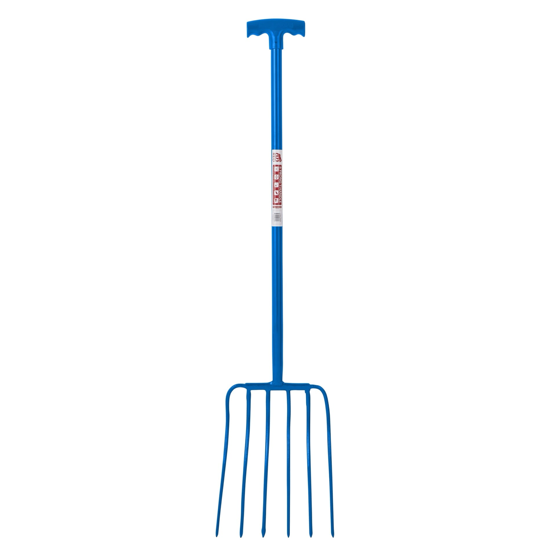 6 Prong Manure Fork - Blue (T-Handle)