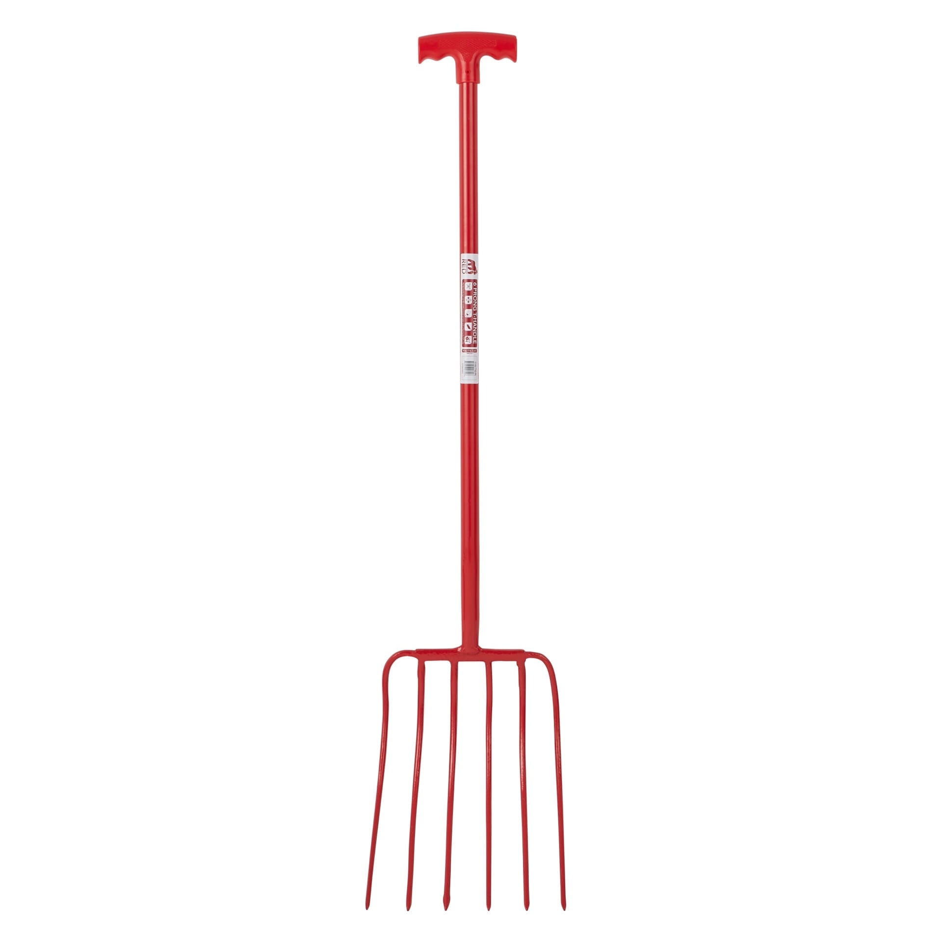 Red Gorilla 6-Prong Manure Fork with T-Handle - Red