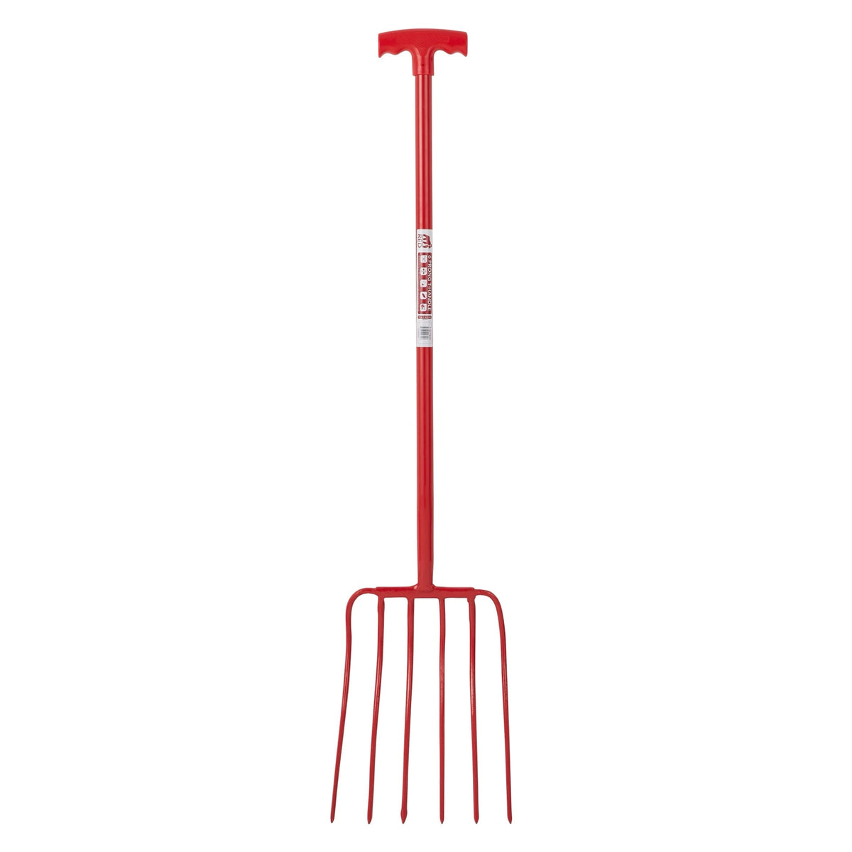Red Gorilla 6-Prong Manure Fork with T-Handle - Red