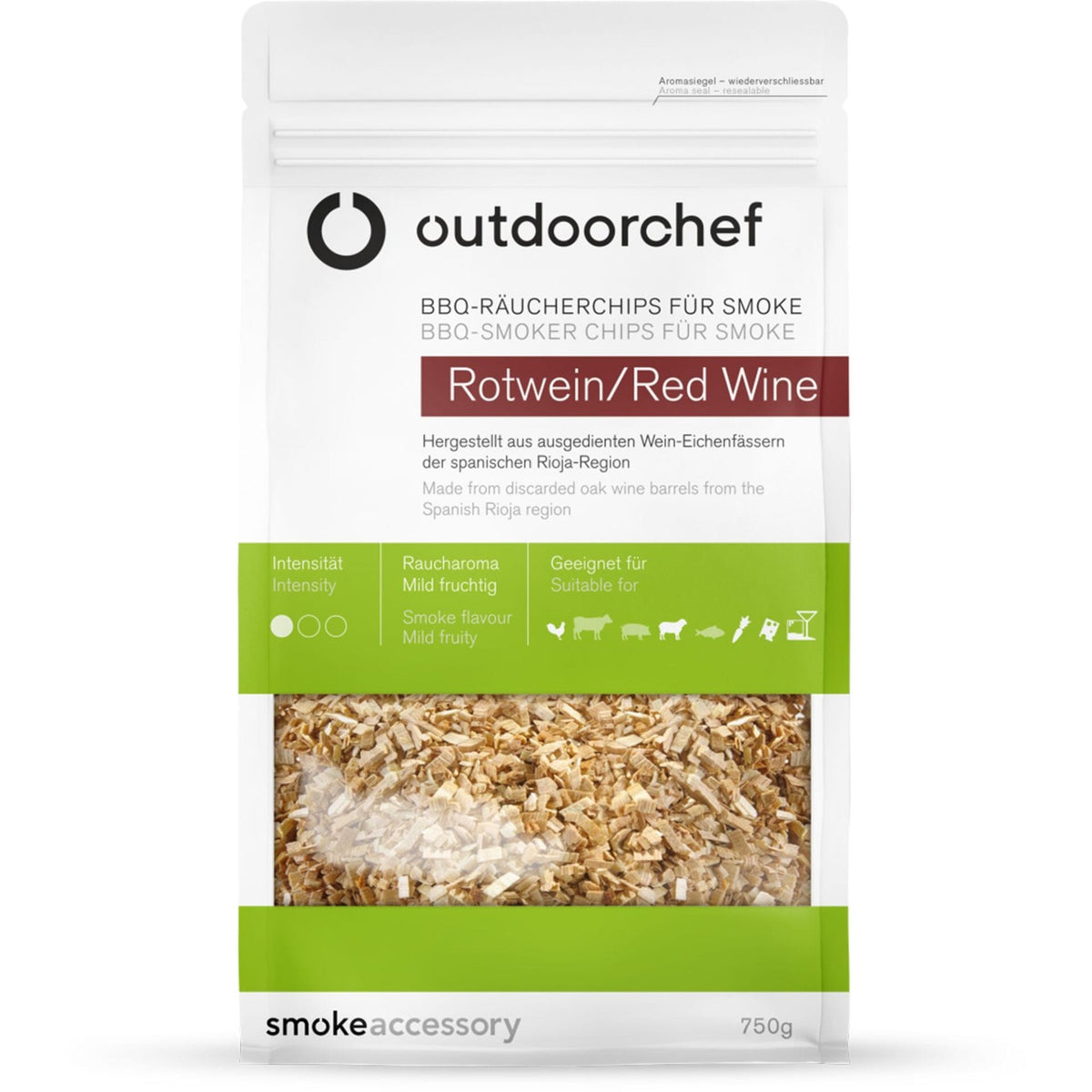 رقائق التدخين من OutdoorChef بنكهة النبيذ الأحمر - ملحق للتدخين