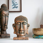 La Hacienda - Male Buddha Head On Base, Small, Bronze