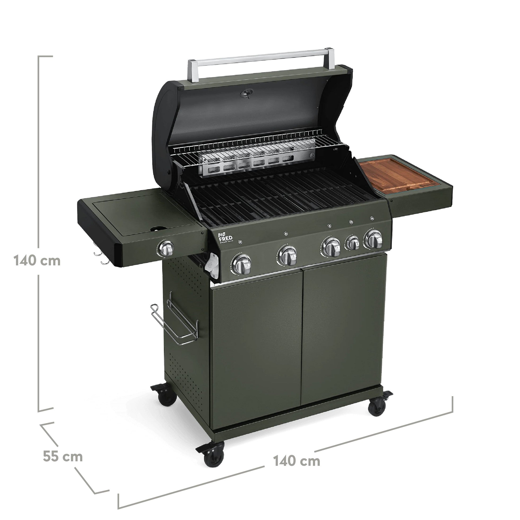 Burnhard Big FRED - Deluxe Gas Grill 4-Burner Green Edition - CastGrates