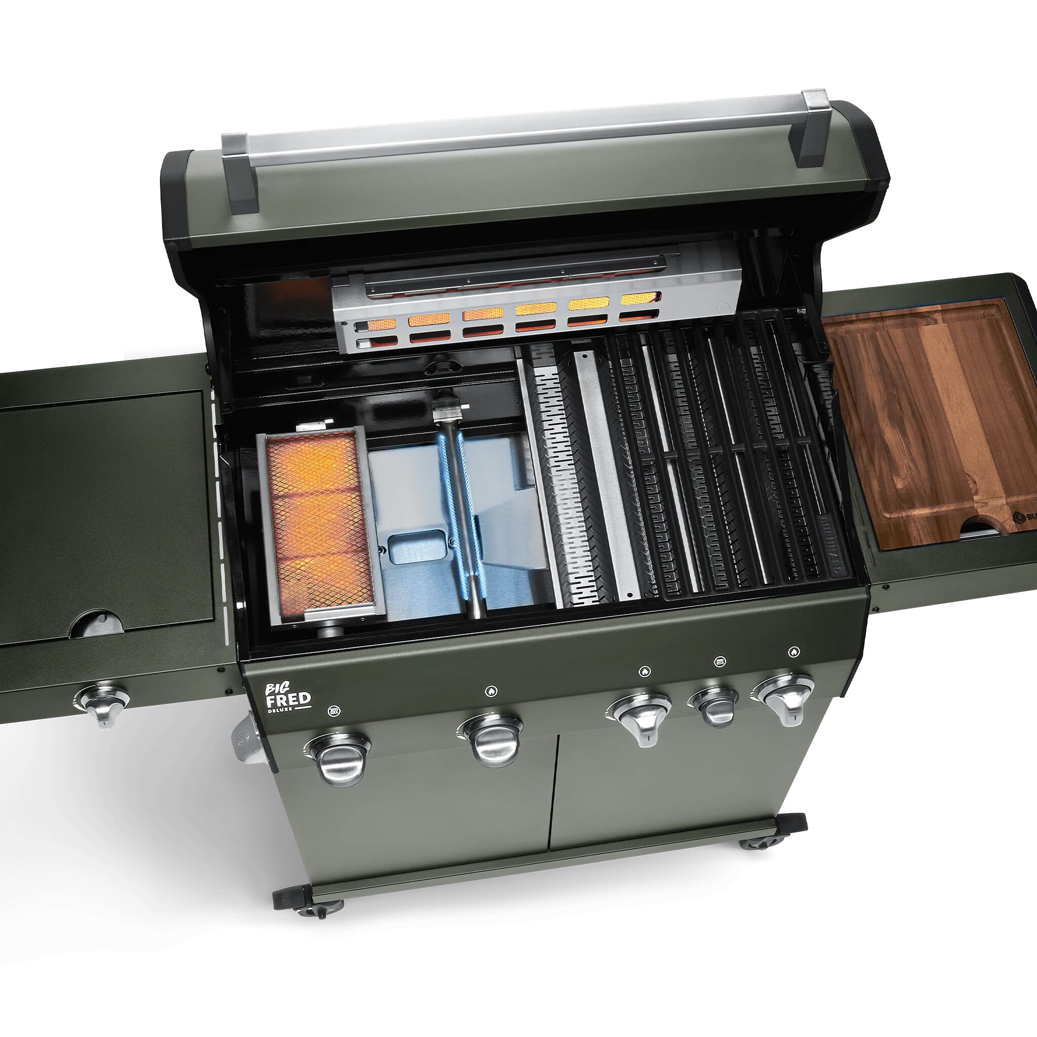 Burnhard Big FRED - Deluxe Gas Grill 4-Burner Green Edition - CastGrates