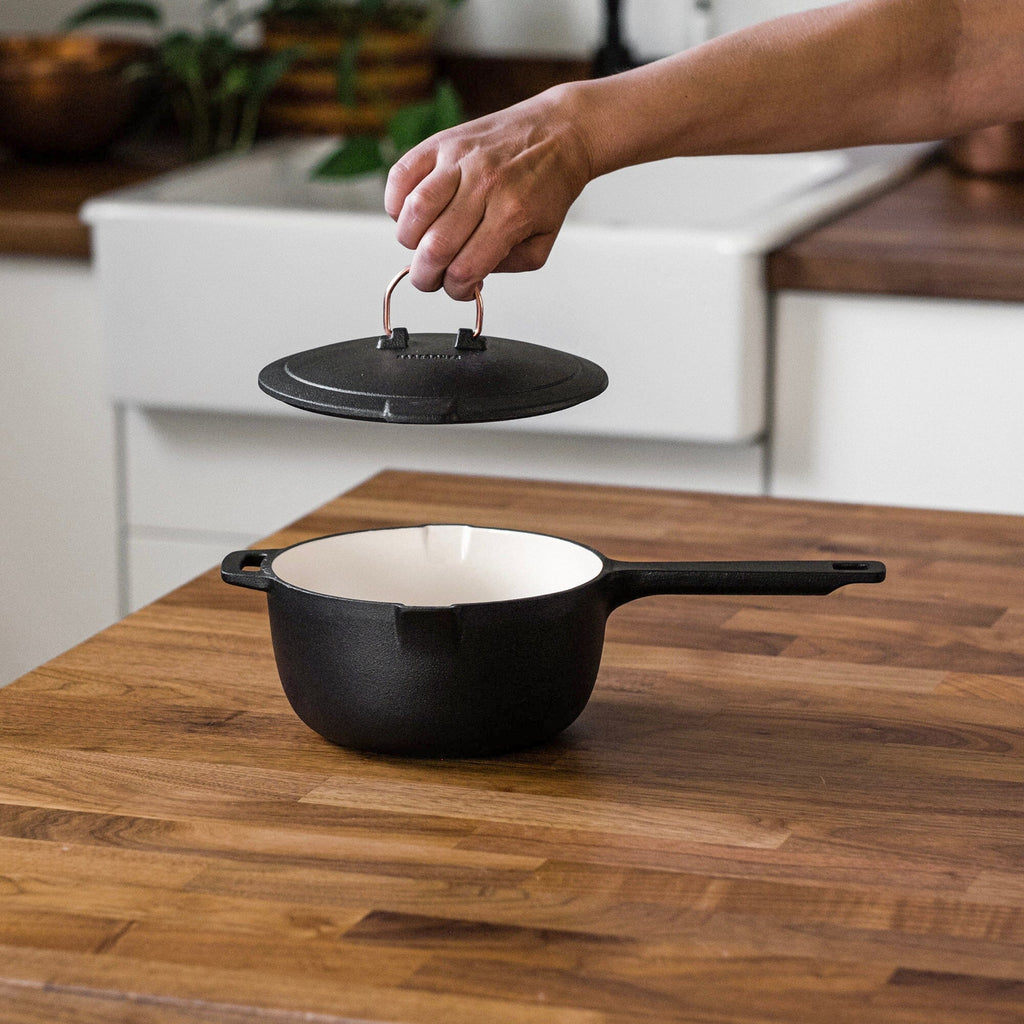 Barebones Enamel Lined Cast Iron Saucepan