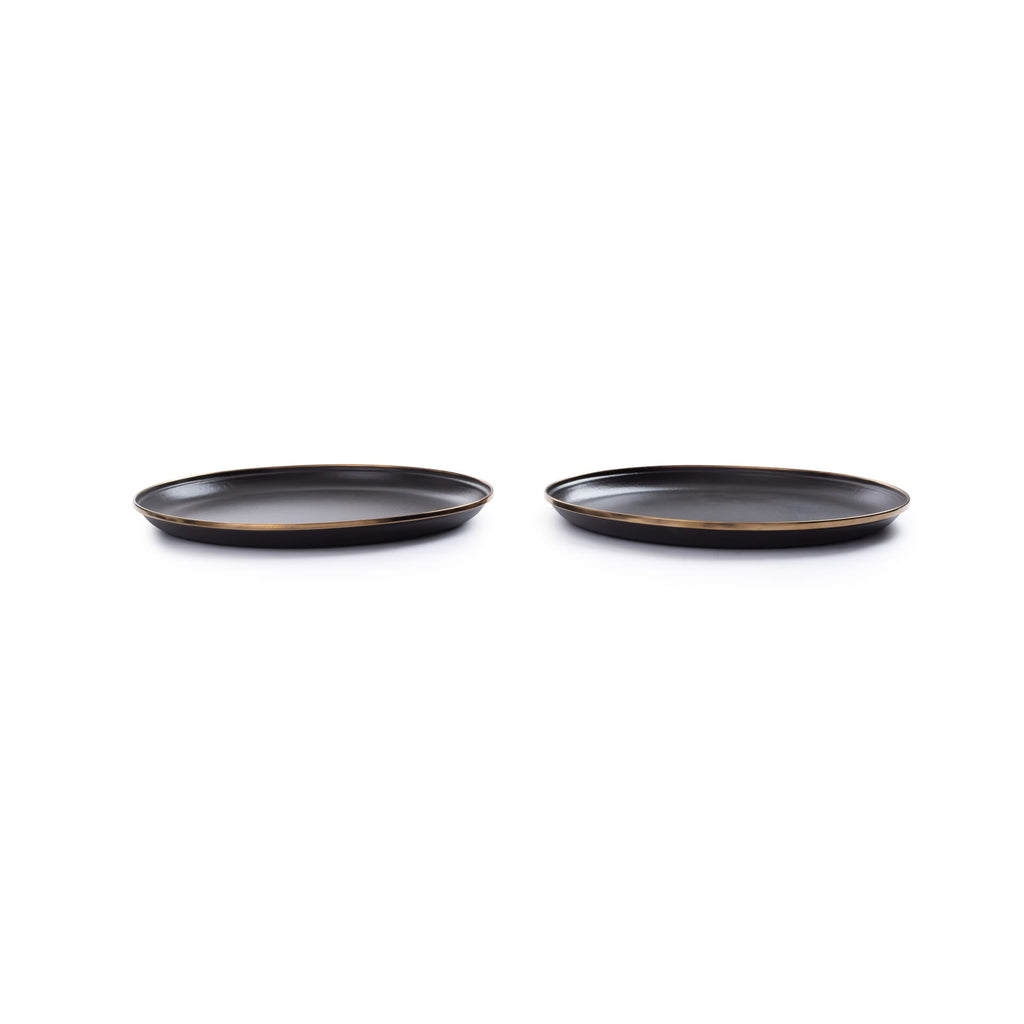 Barebones Enamel Plate Charcoal - Set of 2