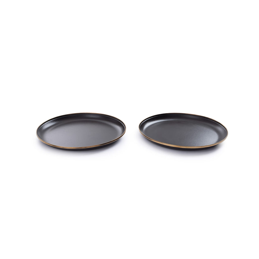 Barebones Enamel Plate Charcoal - Set of 2
