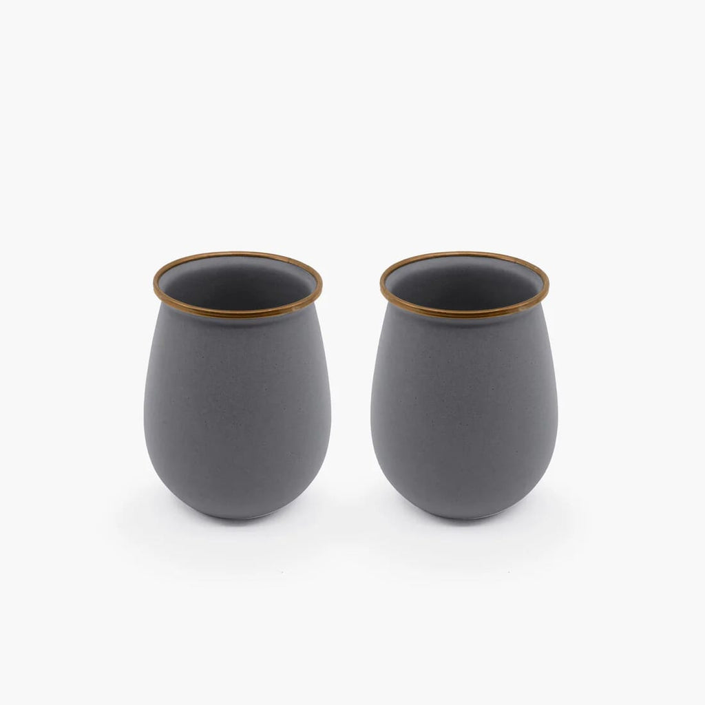 Barebones Enamel Tumbler Gray - Set of 2