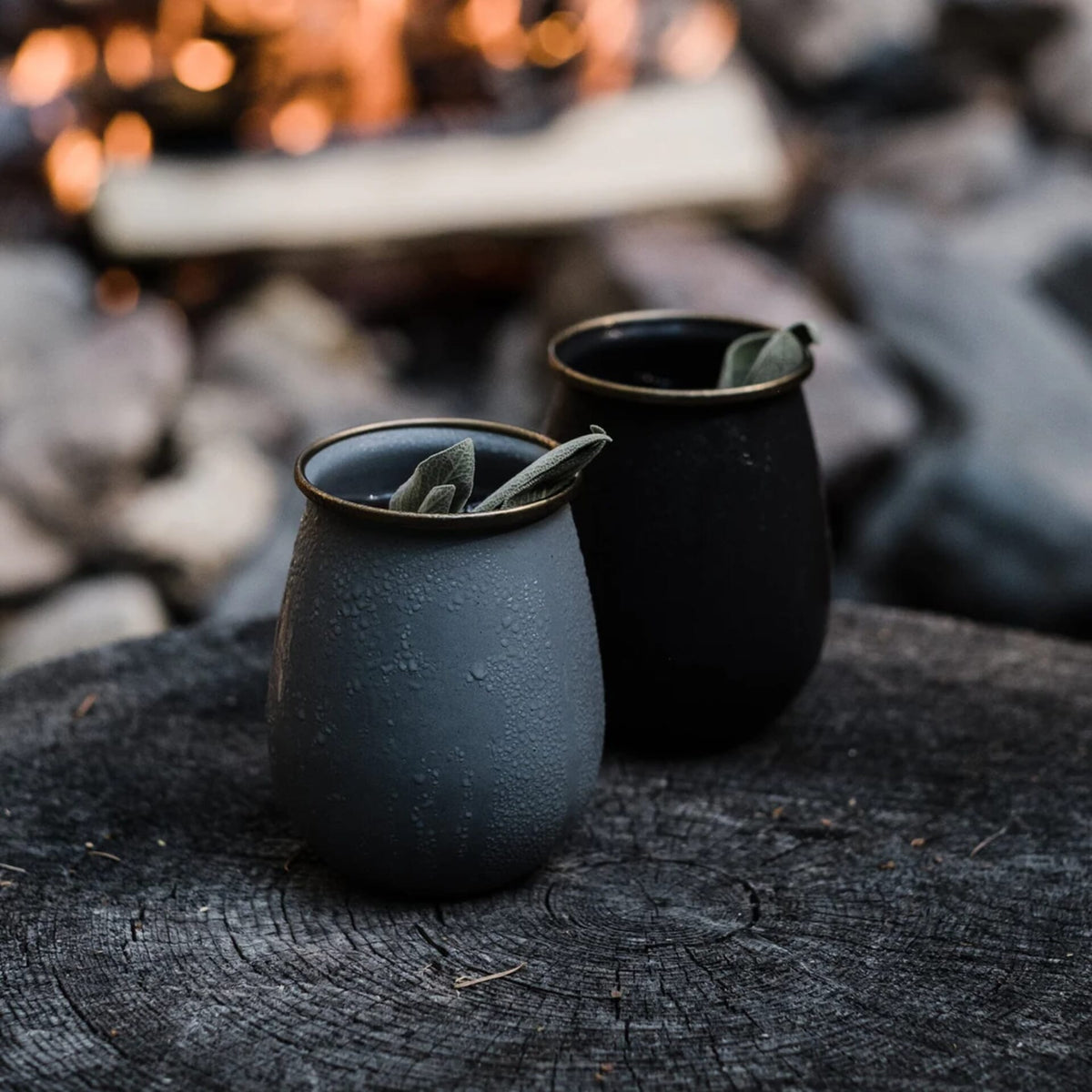 Barebones Enamel Tumbler Charcoal - Set of 2