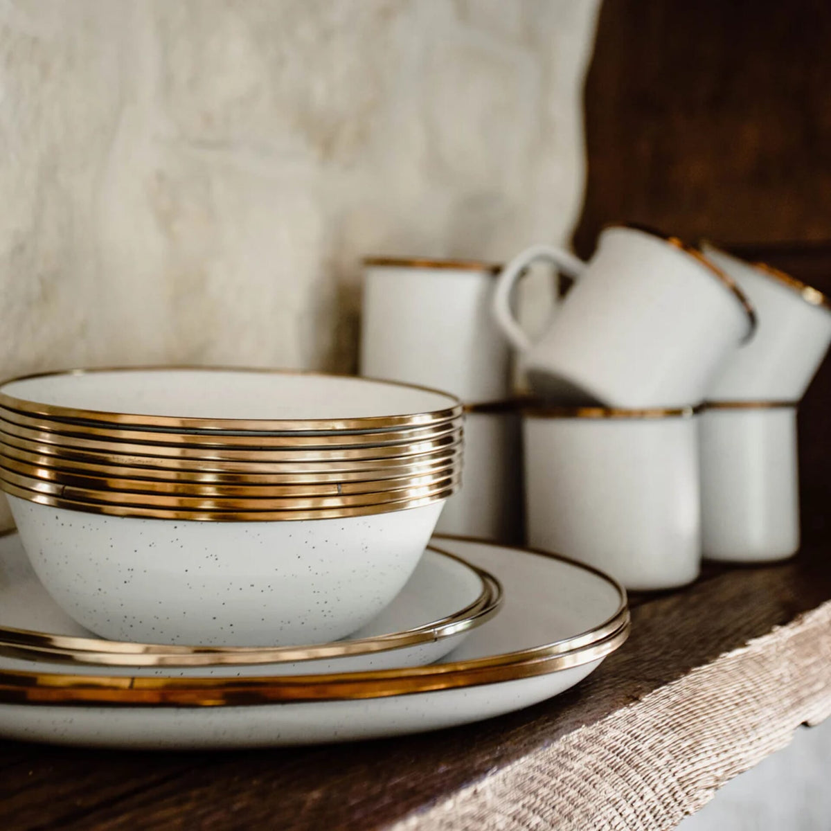 BareBones - Enamel Plate Eggshell - set of 2 -DISCONTINUED