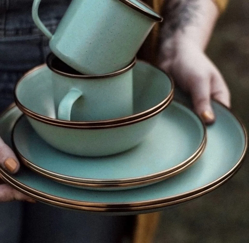 Barebones Enamel Bowl Green - Set of 2