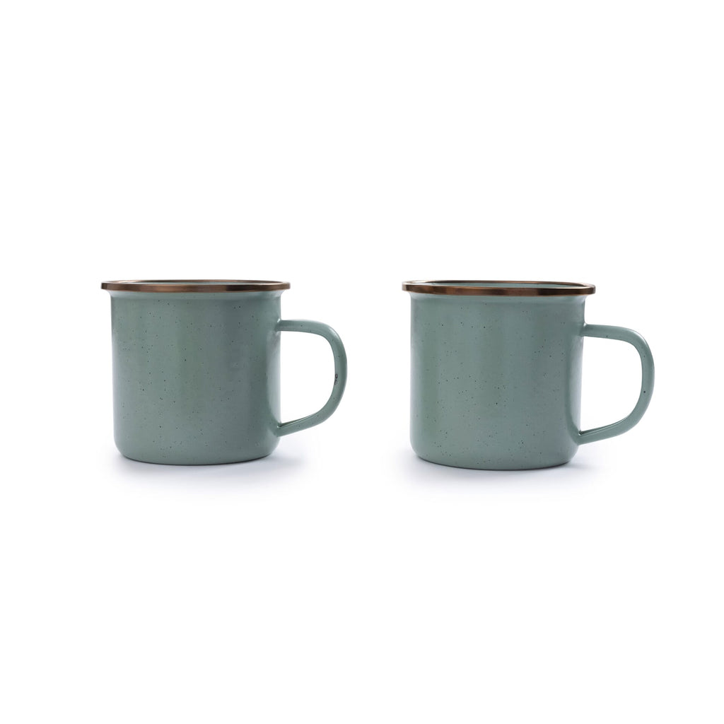 Barebones Enamel Mug Green - Set of 2