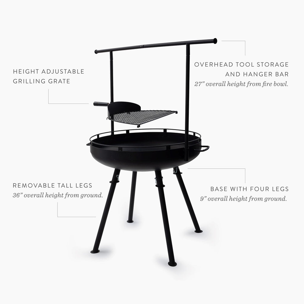 Barebones Cowboy Fire Pit Grill 30"