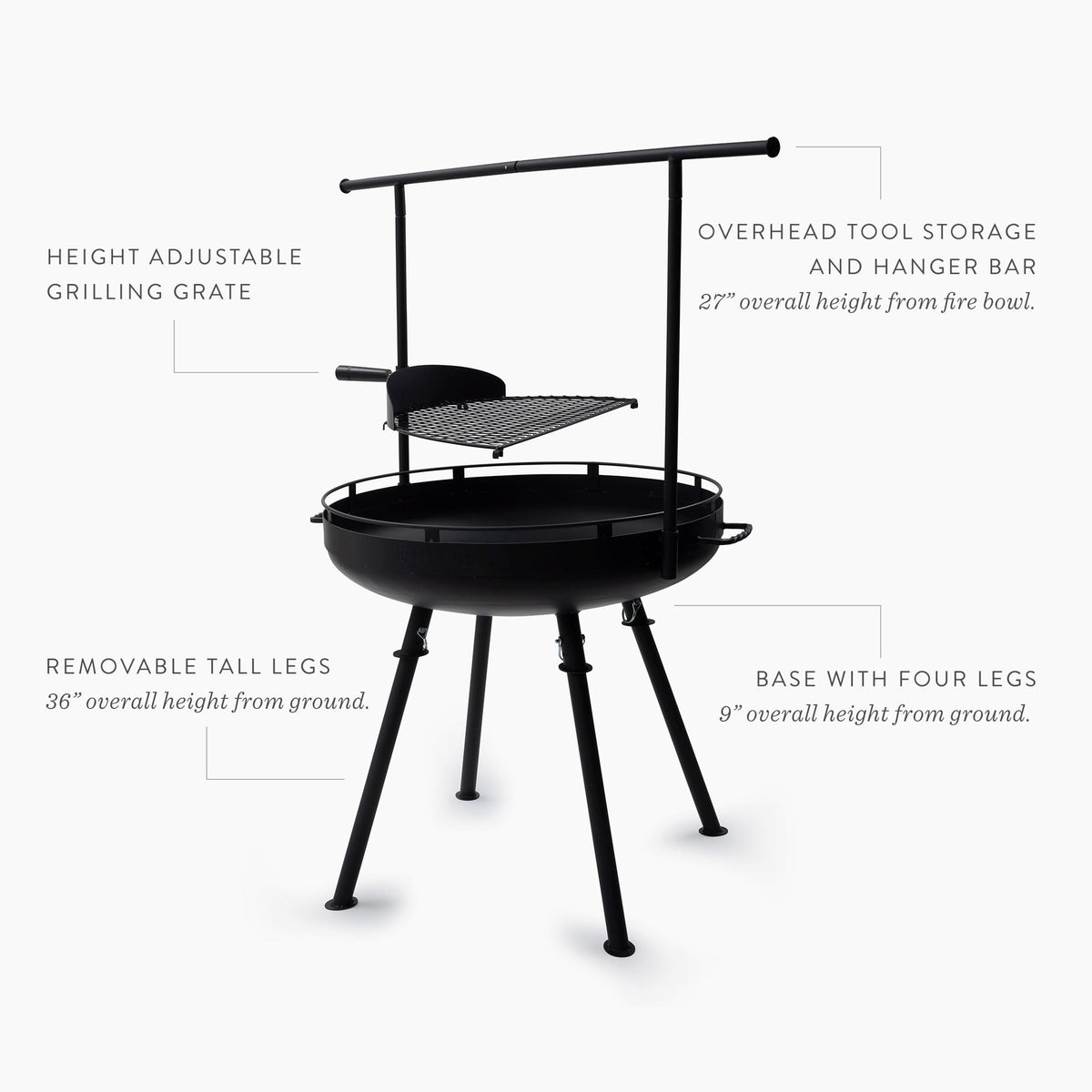 Barebones Cowboy Fire Pit Grill 30"