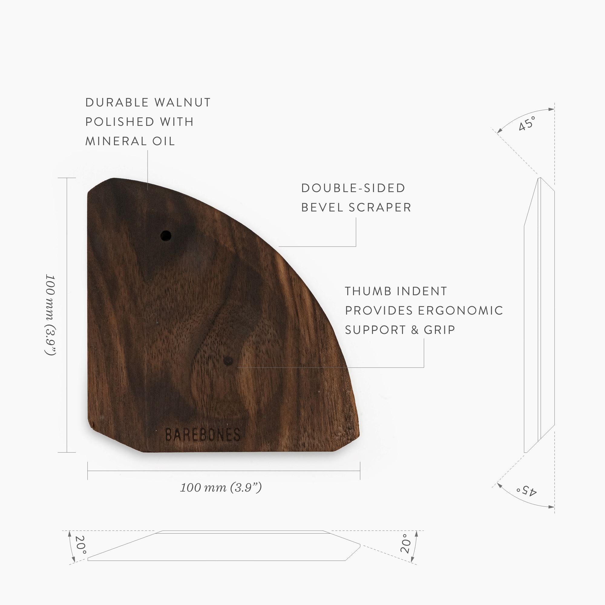 Barebones Cast Iron Wood Scraper Walnut